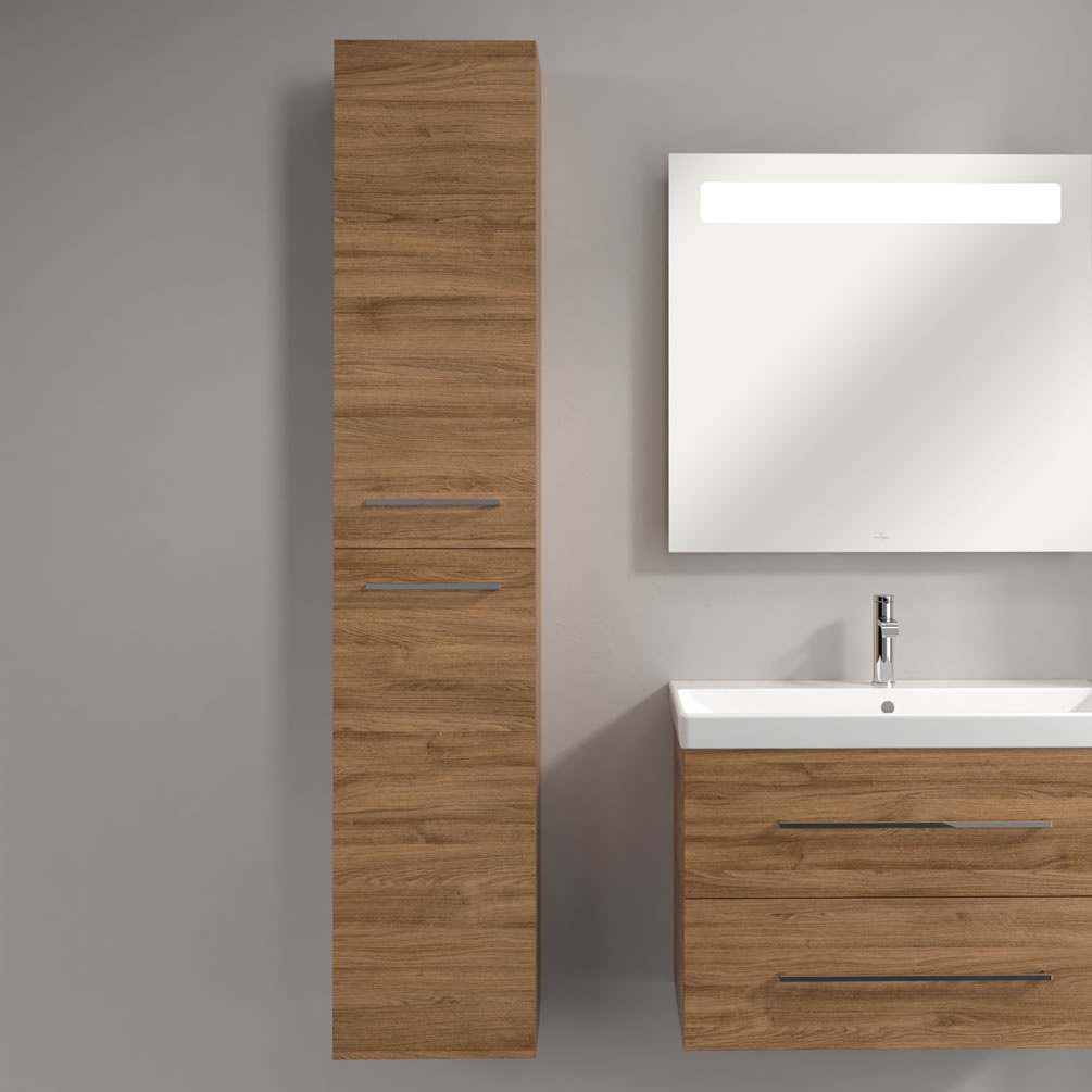 Lifestyle image of Villeroy & Boch Avento Kansas Oak Tall Cabinet